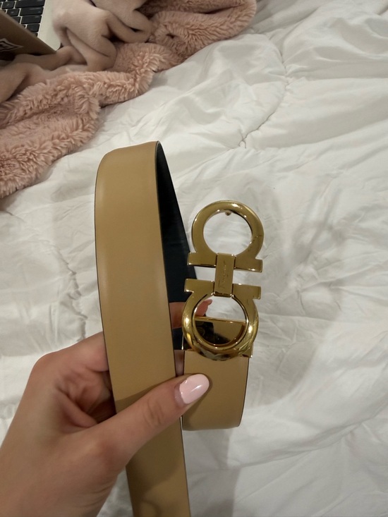 Salvatore Ferragamo Accessories - Authentic Ferragamo Beige Gold Buckle Leather Belt comes with original box